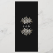 Zwart-witte rozen Floral Gothic bruiloft diner Menu (Achterkant)