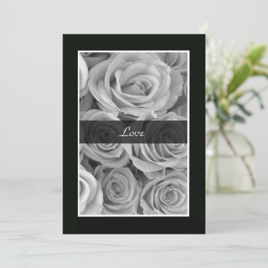 Zwart-witte rozen gelofte vernieuwing kaart (Staand voorkant)