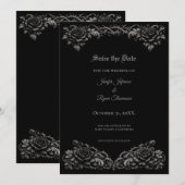 Zwart witte rozen Gothiv Save the date Aankondiging (Voorkant / Achterkant)