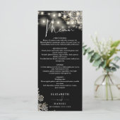 Zwart-Witte Rozen Lichtjes Gotische Trouwdinermenu Menu (Staand voorkant)