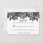 Zwart-witte rozen RSVP bruiloft (Voorkant)