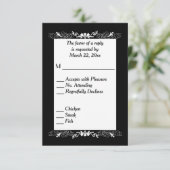 Zwart-witte RSVP met menukeuze (Staand voorkant)