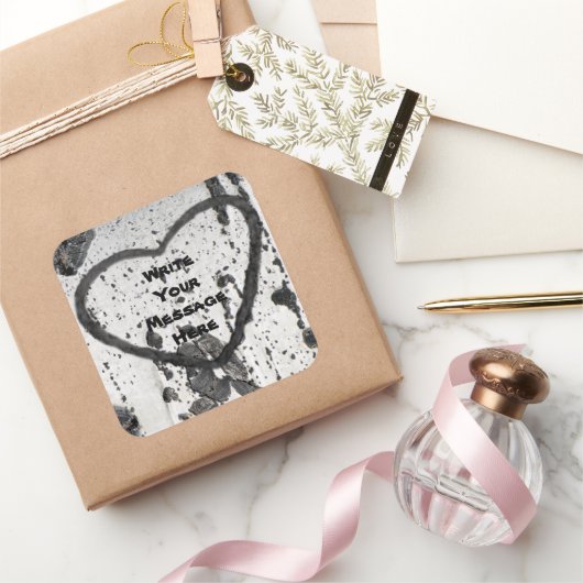 Zwart-witte rubberen boomschors Aangepaste foto Vierkante Sticker (Geschenken)