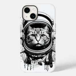 Zwart-Witte Ruimtevaartkat Case-Mate iPhone 14 Hoesje