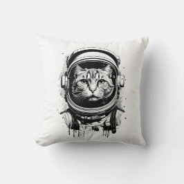 Zwart-Witte Ruimtevaartkat Kussen