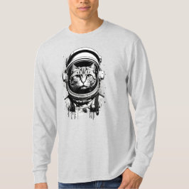 Zwart-Witte Ruimtevaartkat T-shirt