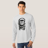 Zwart-Witte Ruimtevaartkat T-shirt (Voorkant volledig)