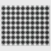 Zwart-witte ruitpleinen cadeaupapier (Vlak)