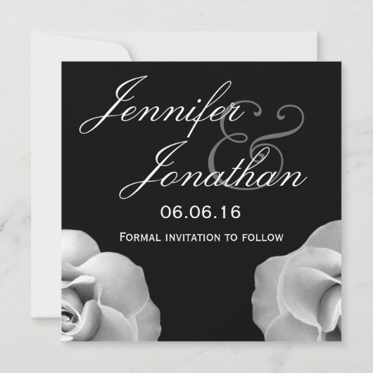 ZWART & WITTE Ruwen Bind sparen de Datum uitnodige Save The Date (Achterkant)