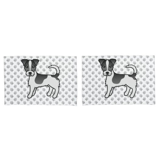 Zwart & Witte Ruwharige Jack Russell Terrier Hond Kussensloop (Voorkant-Set)