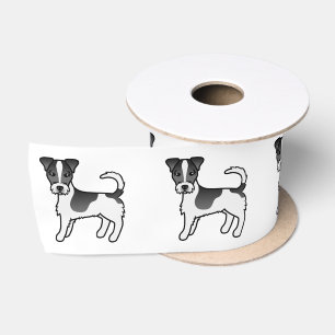 Zwart & Witte Ruwharige Jack Russell Terrier Hond Satijnen Lint