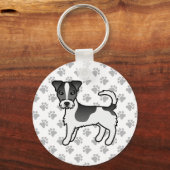 Zwart & Witte Ruwharige Jack Russell Terrier Hond Sleutelhanger (Voorkant)