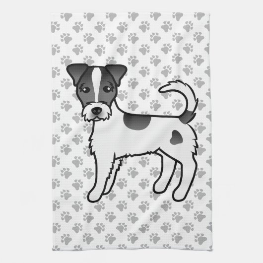 Zwart-Witte Ruwharige Parson Russell Terrier Theedoek (Verticaal)