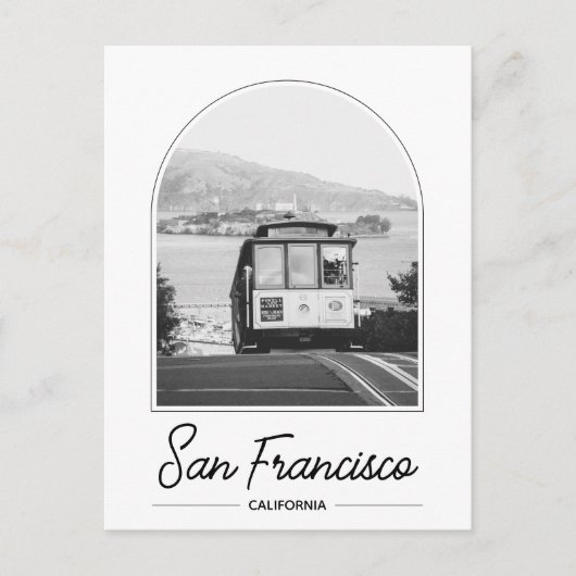 Zwart & Witte San Francisco Trolley Ansichtkaart Briefkaart (Voorkant)