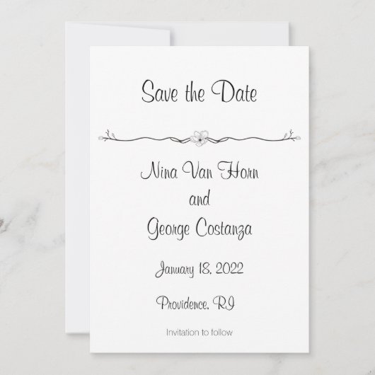 Zwart-witte Save the Date-aankondigingen Kaart (Voorkant)