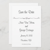 Zwart-witte Save the Date-aankondigingen Kaart (Voorkant / Achterkant)