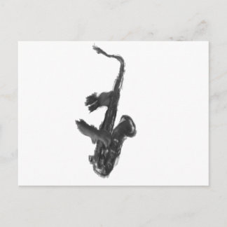 Zwart-witte saxofone en twee handen briefkaart