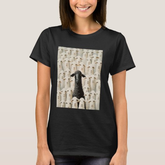 Zwart Witte Schaap T-shirt (Voorkant)