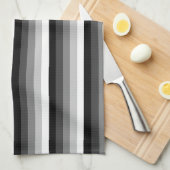 Zwart-witte schaduwstrepen theedoek (Quarter Fold)