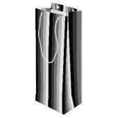 Zwart-witte schaduwstrepen wijn cadeautas (Achterkant Gekanteld)