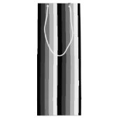 Zwart-witte schaduwstrepen wijn cadeautas (Achterkant)