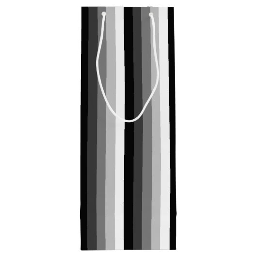 Zwart-witte schaduwstrepen wijn cadeautas (Achterkant)