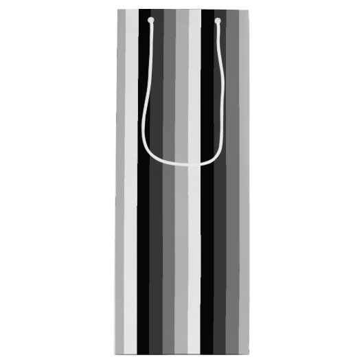 Zwart-witte schaduwstrepen wijn cadeautas (Voorkant)