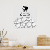 Zwart-witte schapen poster (Keuken)
