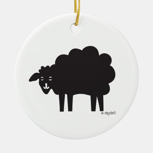 Zwart & Witte Schapenornament Keramisch Ornament (Voorkant)