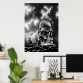 Zwart-witte schedel | AI Art Poster (Thuiskantoor)