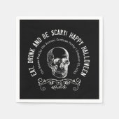 Zwart-witte schedel gepersonaliseerde Halloween Pa Servet (Voorkant)