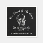 Zwart-witte schedel gepersonaliseerde Halloween Pa Servet (Voorkant)