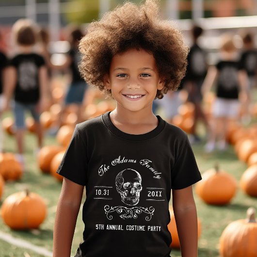 Zwart-witte schedel gepersonaliseerde Halloween Pa T-shirt