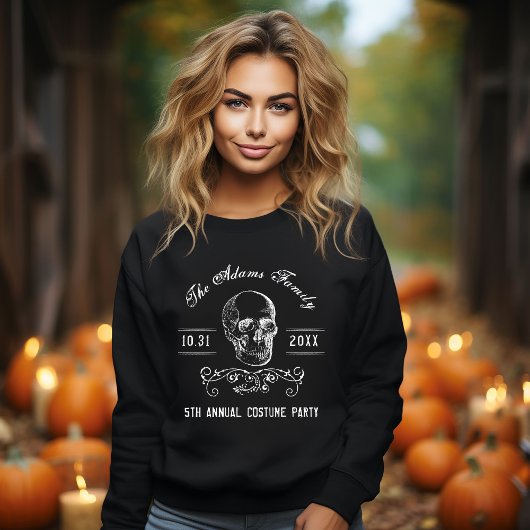 Zwart-witte schedel gepersonaliseerde Halloween Pa Trui