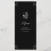 Zwart-witte schedel Gotische bruiloft Menu (Achterkant)