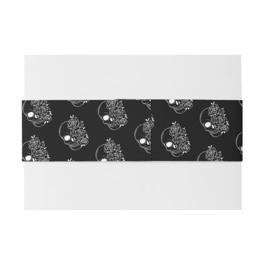 Zwart-witte schedel Gotische bruiloft uitnodiging Uitnodigingen Wikkel (Achterkant Voorbeeld)