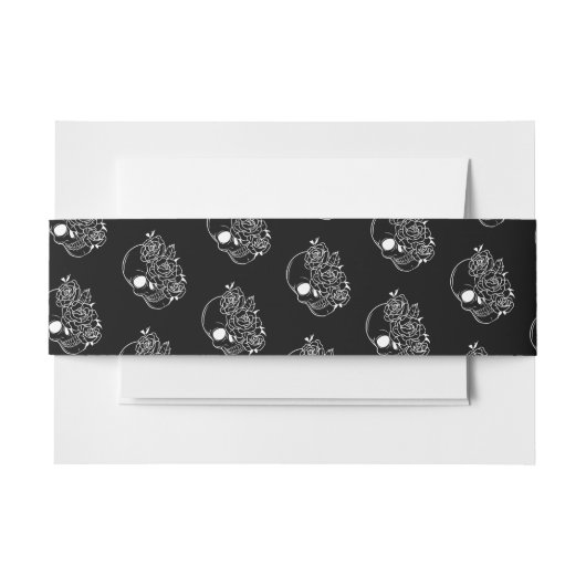 Zwart-witte schedel Gotische bruiloft uitnodiging Uitnodigingen Wikkel (Voorkant Voorbeeld)