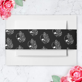 Zwart-witte schedel Gotische bruiloft uitnodiging Uitnodigingen Wikkel