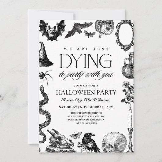  zwart-witte schedel Halloween Kaart (Voorkant)