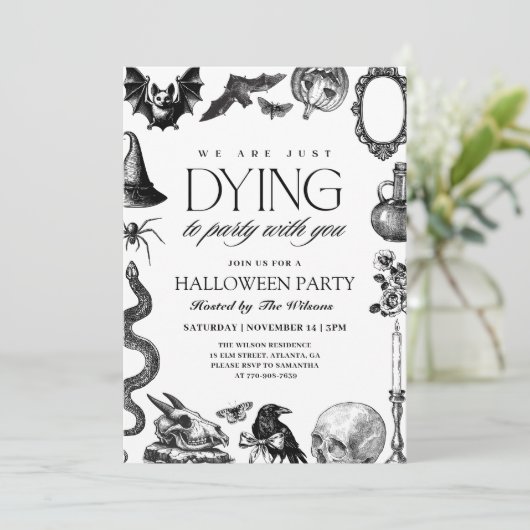  zwart-witte schedel Halloween Kaart (Staand voorkant)