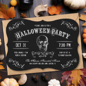 Zwart-witte schedel Halloween Kostuum Party Kaart