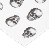 Zwart-witte schedel Halloween Lange Tafelloper (Hoek)