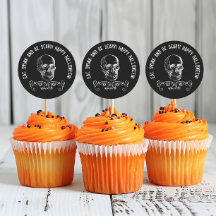 Zwart-witte schedel Halloween Party Favor Ronde Sticker