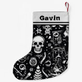 Zwart & Witte schedel kous Kleine Kerstsok (Achterkant)
