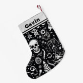 Zwart & Witte schedel kous Kleine Kerstsok (Achterkant (Hangend))