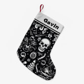 Zwart & Witte schedel kous Kleine Kerstsok (Voorkant (Hangend))
