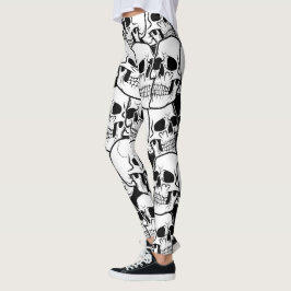 Zwart-witte schedel leggings