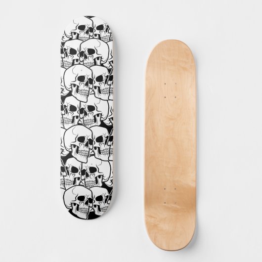 Zwart-witte schedel persoonlijk skateboard (Voorkant)