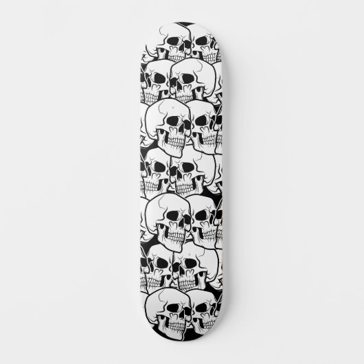 Zwart-witte schedel persoonlijk skateboard (Voorkant)