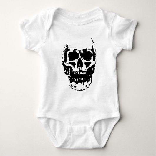 Zwart Witte Schedel Pop Art Romper (Voorkant)